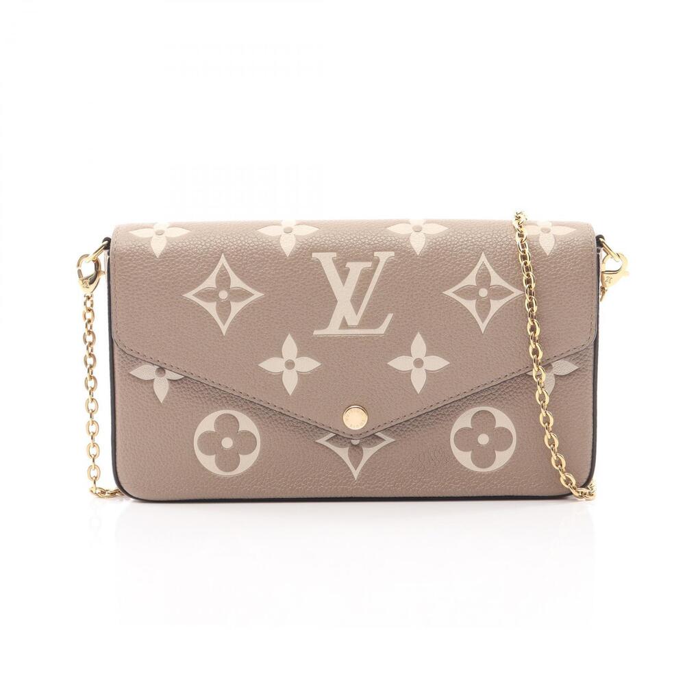 Louis Vuitton Pochette Felicie Monogram Empreinte Leather Shoulder Bag Beige Tan